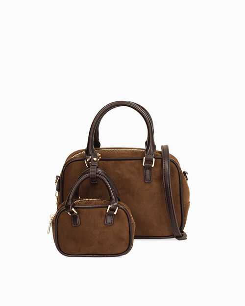 Mini bag camel con bandolera removible, CAMEL
