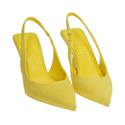 Slingback en lycra jaune, talon 7,5 cm , 192161201LYGIAL036, 002a