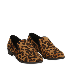 Mocassini a punta leopard in microfibra, Scarpe, 142773820MFLEOP035, 002a