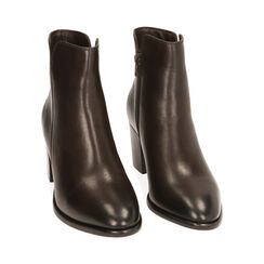 Botines de piel marrón oscuro, tacón de 6,5 cm, Primadonna, 209402701PEMORO041, 002 preview