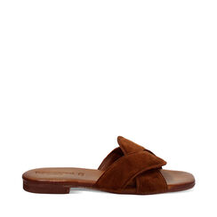 Sandalias bajas de mujer marrones de gamuza, Primadonna, 257239352CMMARR036, 001a