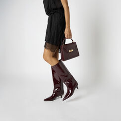 Mini bag bordeaux in naplack con tracolla removibile, Primadonna, 265126600NPBORDUNI, 002a