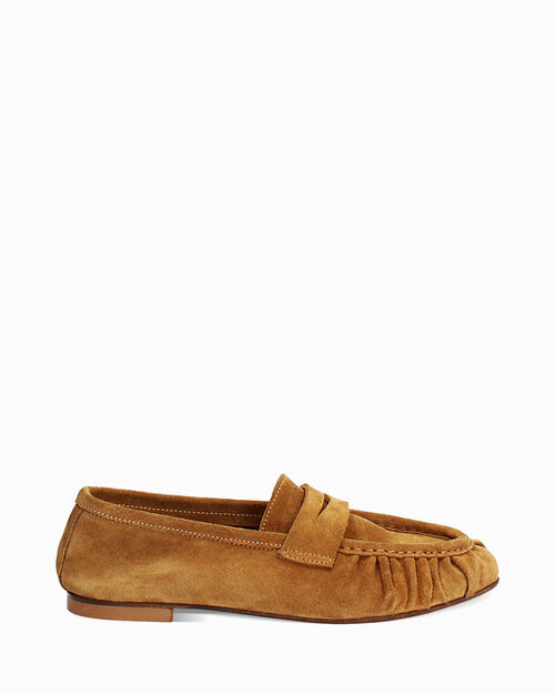Mocassino in camoscio cognac, COGNAC