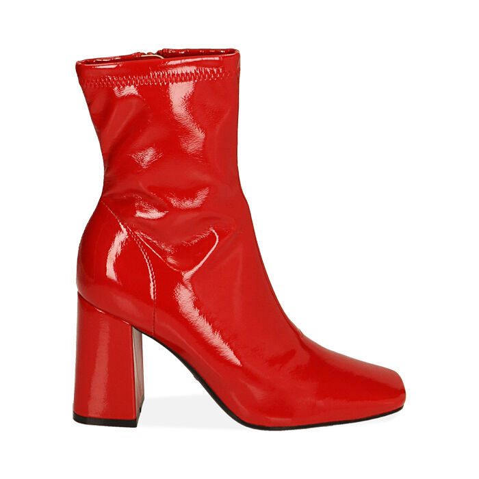 Ankle boots rossi in naplack, tacco 8,5 cm , Primadonna, 204910805NPROSS036
