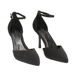 Décolleté Open shank nere in tessuto, tacco 8,5 cm, Primadonna, 242162830LYNERO038, 002 preview