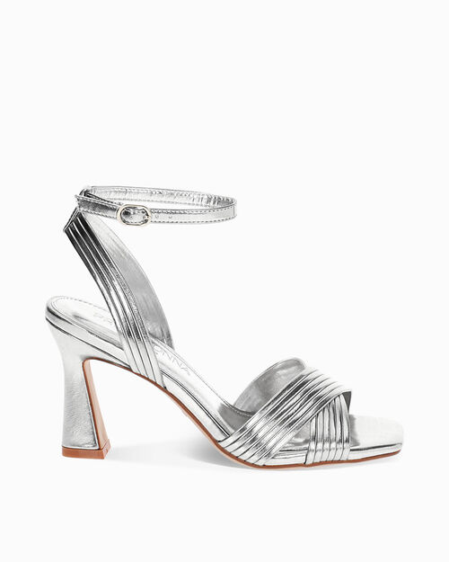 CHAUSSURES POUR FEMMES SANDALE LAMIN&Eacute; AR, SILVER