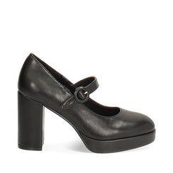 Décolleté nere con tacco largo e plateaux, Primadonna, 26O850928EPNERO037, 001a