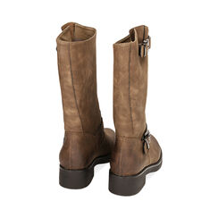 STIVALETTI BIKER MARRONI IN NABUK, TACCO 4,2 CM, Primadonna, 220690901NBMARR035, 003 preview