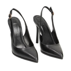 Décolleté slingback nere, tacco 10 cm, Primadonna, 232186203EPNERO035, 002a