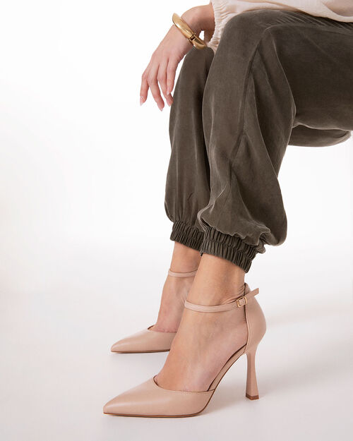 Open shank beige tacco 9,8 cm, BEIGE