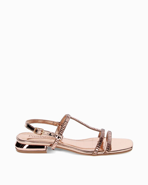 Sandali bassi rosa-oro a specchio con pietre, MULTI COLOR