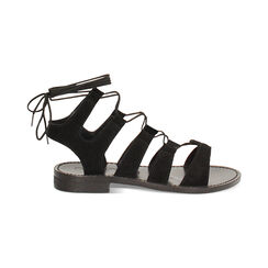 Sandalias bajos para mujer negras en ante, Primadonna, 25B814004CMNERO036, 001 preview