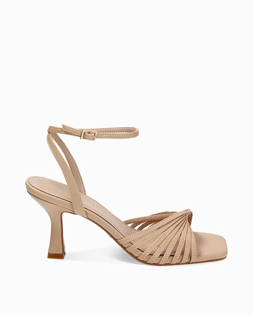 Sandali beige, tacco 7,5 cm, BEIGE