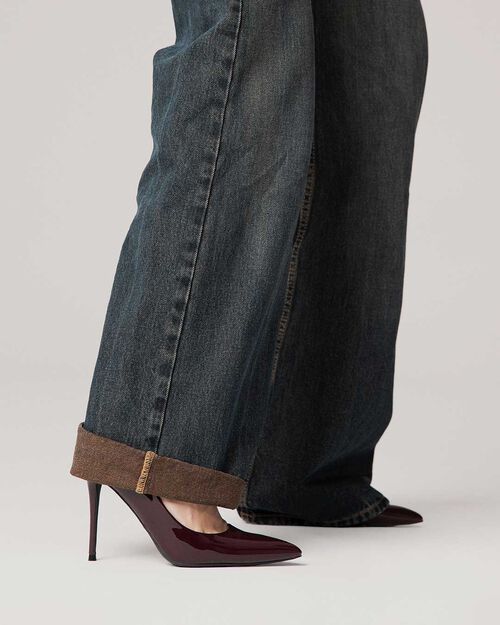 D&eacute;collet&eacute; bordeaux en verni &agrave; talon de 10 cm, BURGUNDY