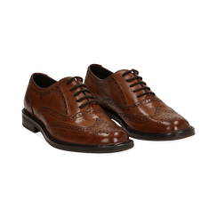 Stringate cuoio in pelle con lavorazione Duilio, 