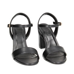 Sandali neri con cinturino, tacco 8 cm, 234903601EPNERO037, 002a
