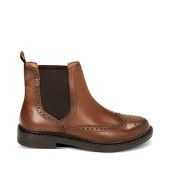 WOMEN SHOES BEATLES LEATHER COGN, 221406797PECOGN035, 001a