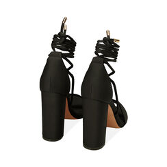 Sandali lace-up neri in tessuto, tacco 10,5 cm, Primadonna, 212760851LYNERO035, 003 preview