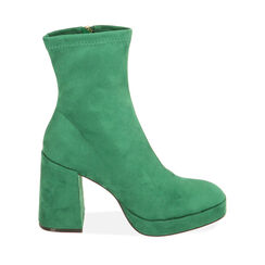 Ankle boots Femme vertes à plateforme en microfibre, talon 9,5 cm , 204900808MFVERD038, 001a