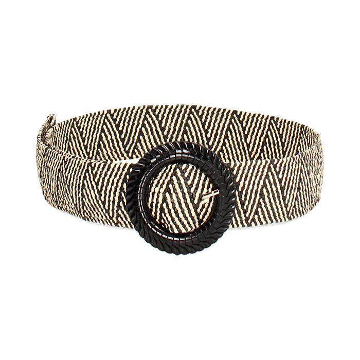 Ceinture femme beige et noire en raphia, Primadonna, 25B400043RFBENEUNI