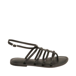 Sandali flat in pelle nera, Primadonna, 216702037PENERO035, 001a
