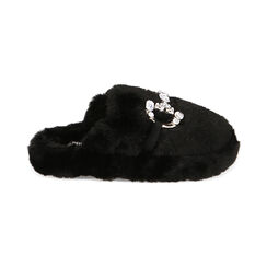 Pantofole nere fluffy con cristalli, Primadonna, 224702312FUNERO035, 001 preview