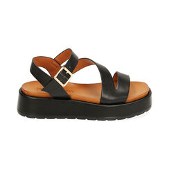 Sandali neri, zeppa 4 cm, Primadonna, 214926171EPNERO035, 001 preview