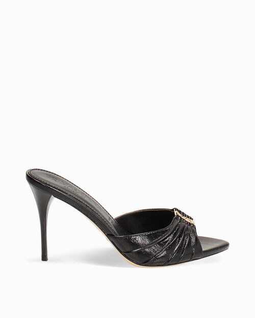 Mules open toe nere tacco 9 cm, BLACK
