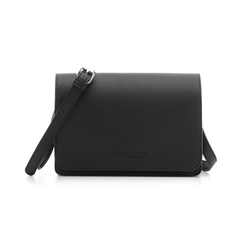 Pochette nera in eco-pelle,