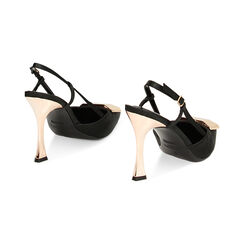 Décolleté slingback nere in raso, tacco 9,5 cm, Primadonna, 232102608RSNERO035, 003 preview