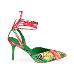 Décolleté slingback verde multicolor, tacco 8,5 cm, Primadonna, 212162801RSMUVE036, 001 preview