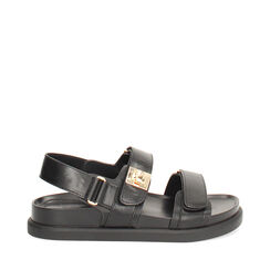 Sandali bassi donna neri con dettagli oro, Primadonna, 251233227EPNERO036, 001a