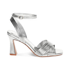 Sandalo donna argentato laminato, tacco 8,5 cm, Primadonna, 254944901LMARGE035, 001 preview