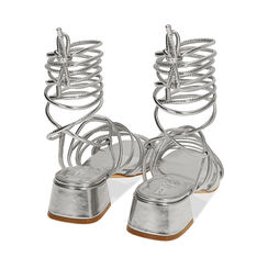 Sandali argento laminato, tacco 4 cm , Primadonna, 192711223LMARGE037, 003 preview