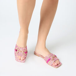 Sandalias planas mujer fucsias en rafia, Primadonna, 254952506RFFUCS036, 002a