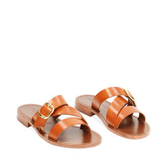 WOMEN SHOES FLAT COW LEATHER COGN, Primadonna, 23B814026VACOGN035, 002a
