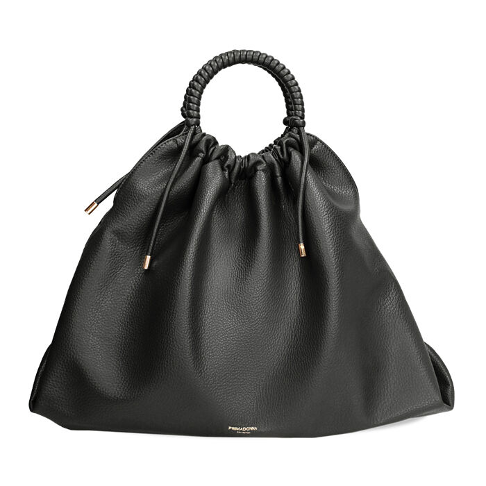 Borsa a mano nera con manico circolare, Primadonna, 262341875EPNEROUNI