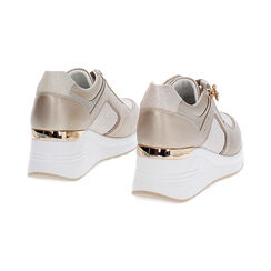 Sneakers oro con tacco 6,5 cm, Scarpe, 272825016LMOROG035, 004 preview
