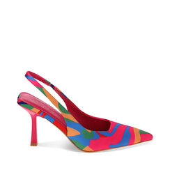 Décolleté slingback multicolor in raso, tacco 8,5 cm, 232161201RSMUVE035, 001a