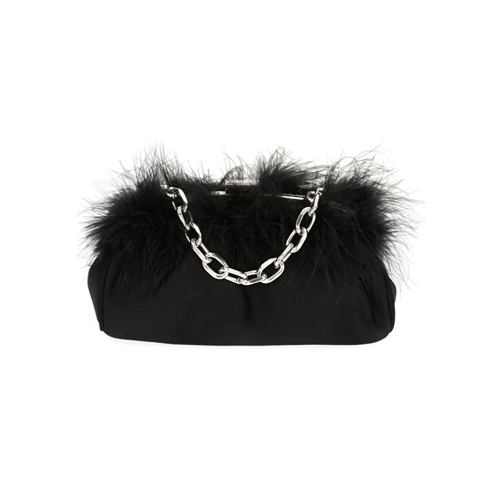 Sac à bandoulière noir orné de plumes, Primadonna, 205124500LYNEROUNI