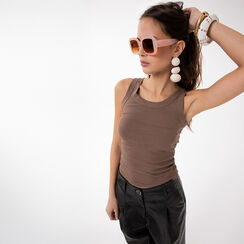 Camiseta sin mangas marr&oacute;n elegancia casual, Primadonna, 27B463201TSMARRL, 002 preview