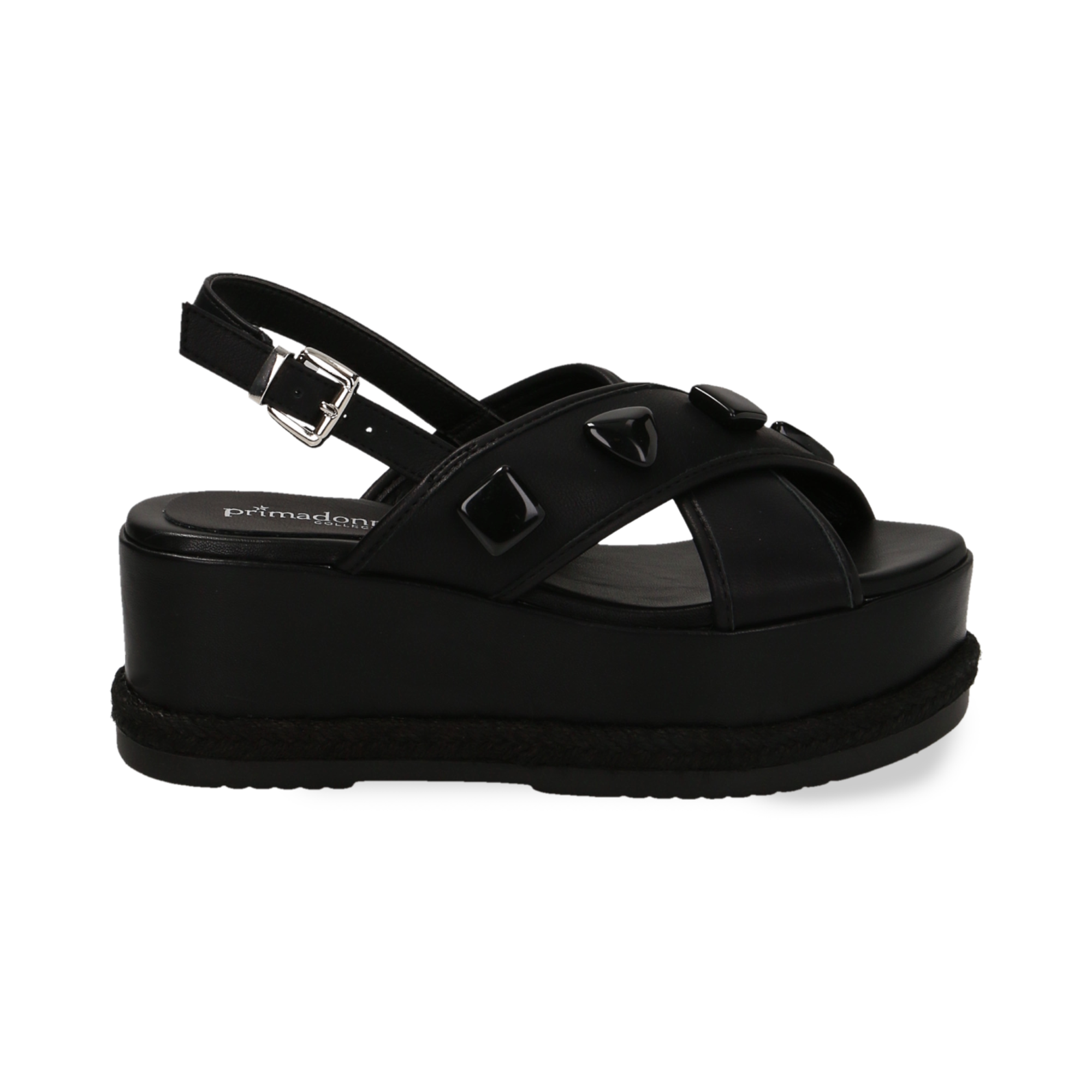 sandali neri con zeppa