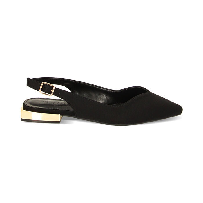 Ballerines slingback femme noires en tissu, Primadonna, 254946666LYNERO035