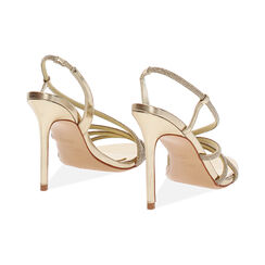 Sandalo donna dorato in laminato con strass, tacco 10,5 cm, Primadonna, 252140344LPOROG035, 004 preview