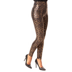 Leggings de leopardo en tejido laminado, REBAJAS, 18B400301LMLEOPUNI, 001a