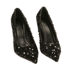 Décolleté nere con paillettes, tacco 9,5 cm , 202188201PLNERO036, 002a