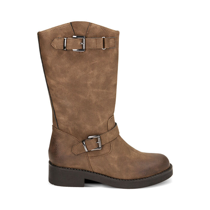 Stivaletti biker donna marroni in nabuk tacco 4 2 cm Primadonna