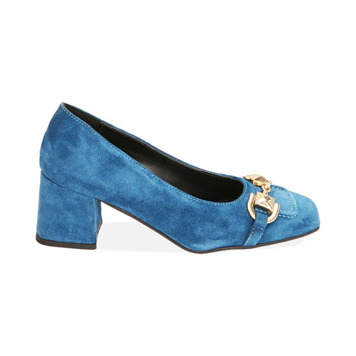 Escarpins femme en daim bleu avio talon 6 cm Primadonna Collection