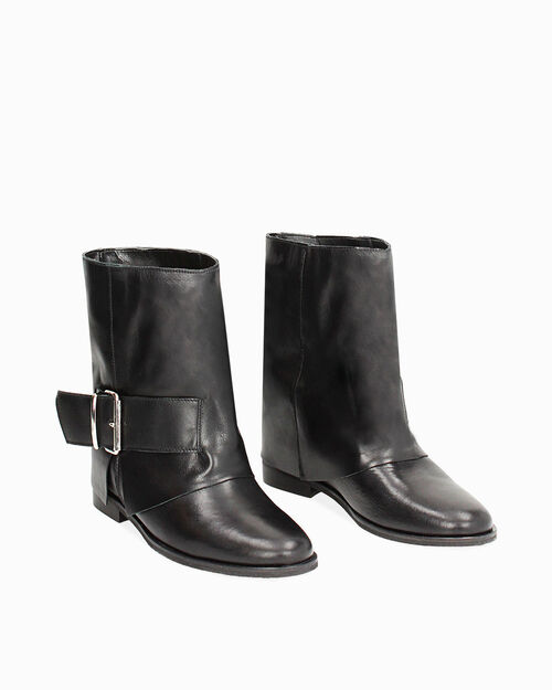 Stivaletti texani neri in pelle, tacco 3 cm, 