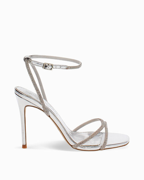 Sandali argento con tacco 10 cm, SILVER
